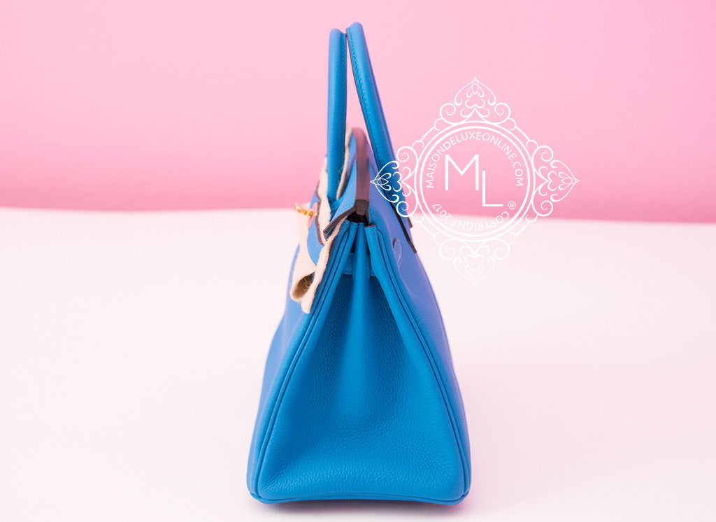 Hermes Kelly 25 Blue Zanzibar GHW Stamp A