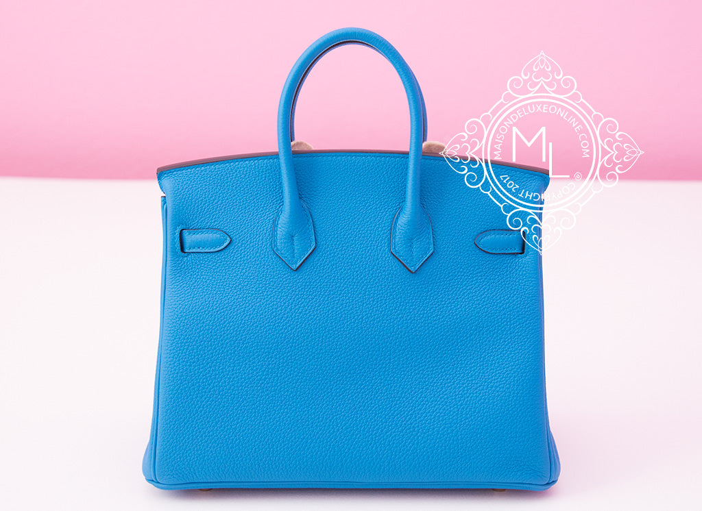 Hermes Blue Zanzibar Togo Gold Hardware Birkin 25 Handbag Bag Tote – MAISON  de LUXE