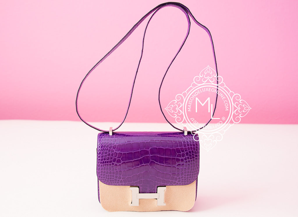 Hermes Ultra Violet Purple Crocodile Constance Mini 18 19 Handbag Bag –  MAISON de LUXE