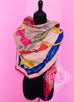 Hermes Cashmere 140 GM Cavalleria d'Etriers Fuchsia Jaune Shawl Scarf - New - MAISON de LUXE - 6