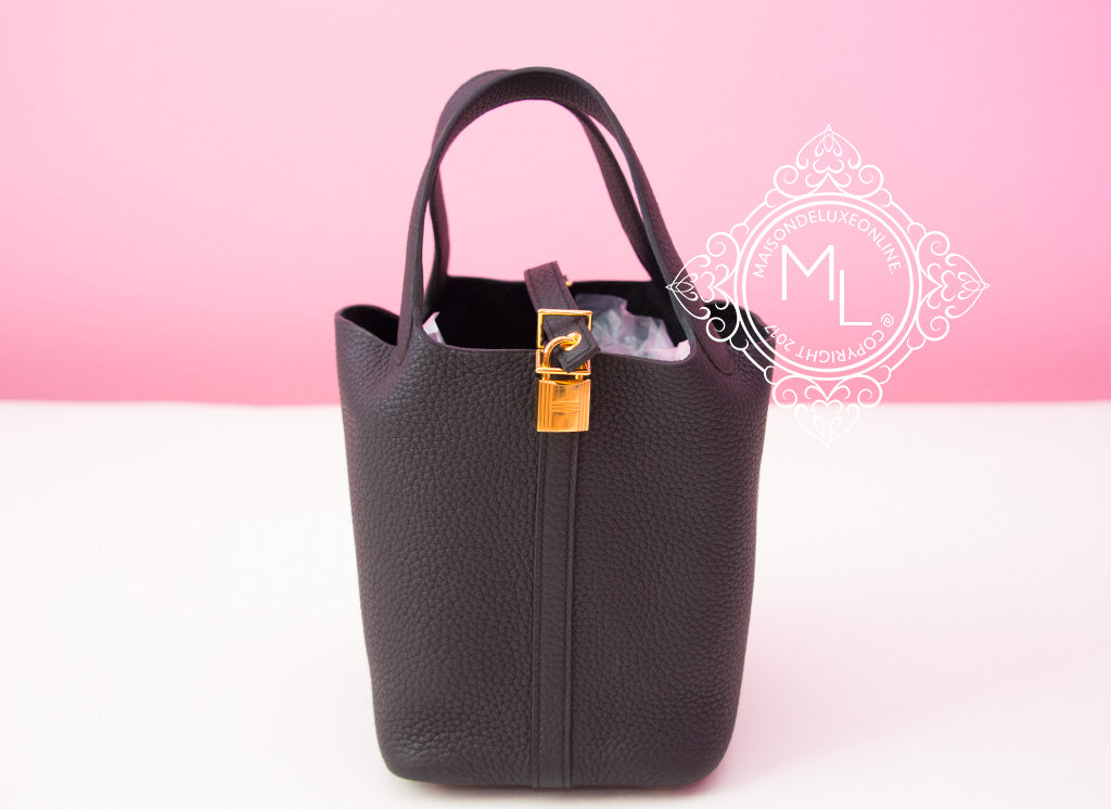 Hermes Black Picotin Lock 18 PM Gold GHW Handbag Bag Birkin Kelly ...