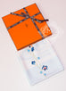 Hermes Blue Twill Silk 90 cm Brides Fleuries Scarf