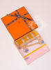 Hermes Pink Beige Twill Silk 90 cm Harnais de Cour Scarf