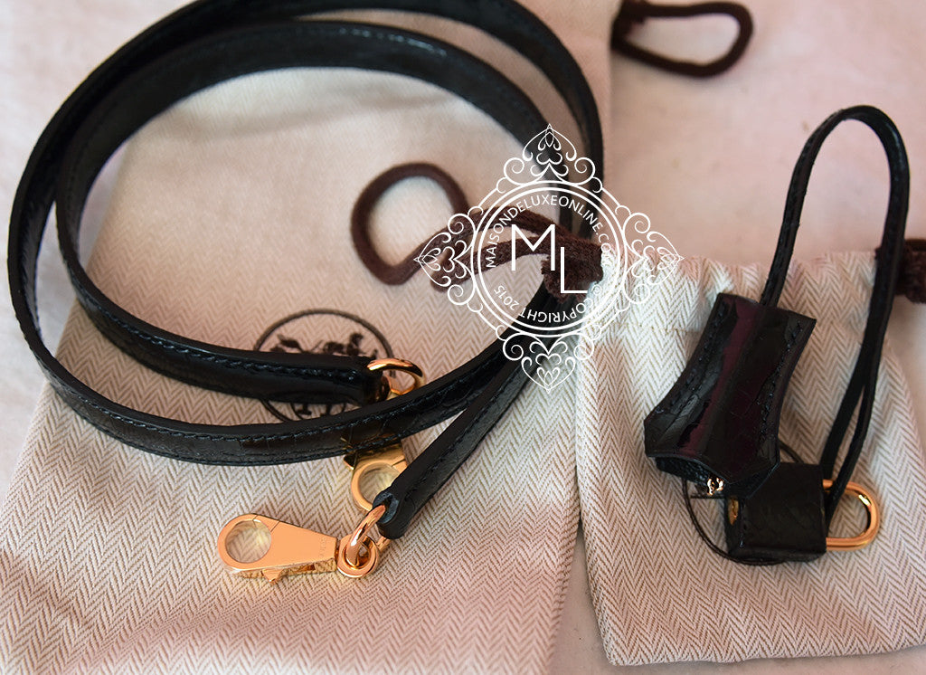 HERMES BLACK SELLIER RIGID KELLY 28 CROCODILE BIRKIN – MAISON de LUXE