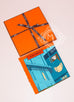 Hermes Blue Orange Twill Silk 90 cm Space Shopping au Faubourg Scarf