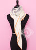 Hermes "Pirouette au Galop" White Cashmere 140 GM Shawl Scarf