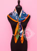 Hermes Blue Orange Twill Silk 90 cm Space Shopping au Faubourg Scarf