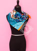 Hermes Blue Orange Twill Silk 90 cm Space Shopping au Faubourg Scarf