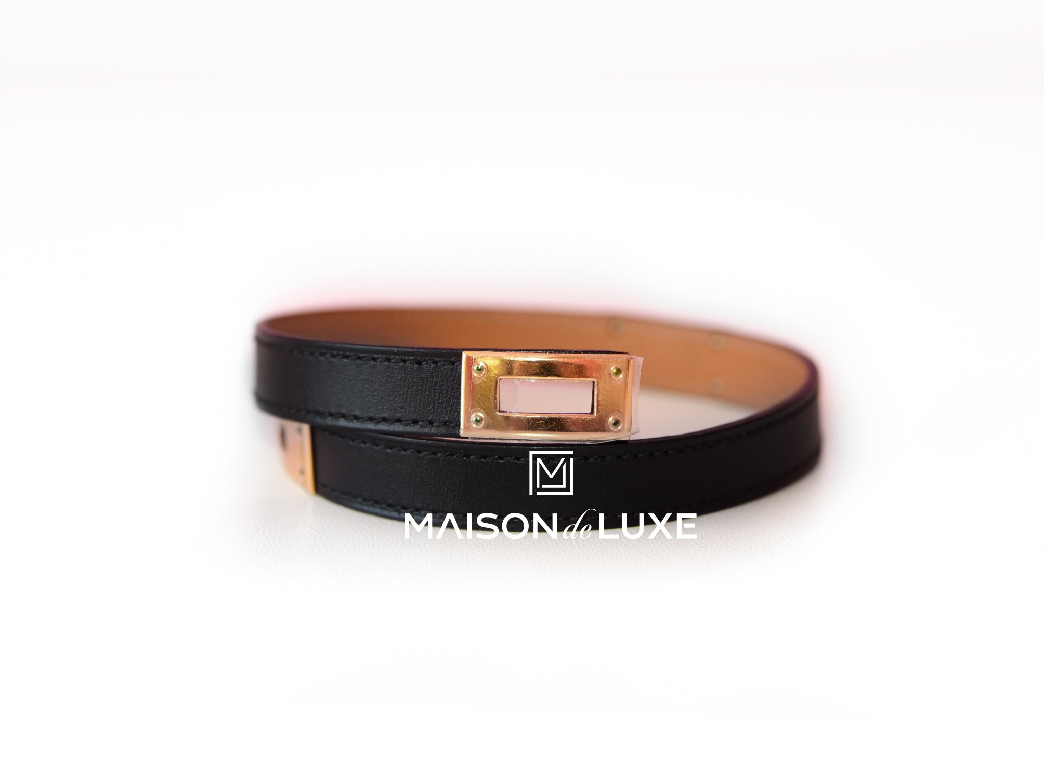 Exclusive Double Tour wrist bracelet in Black Barenia / Luxury