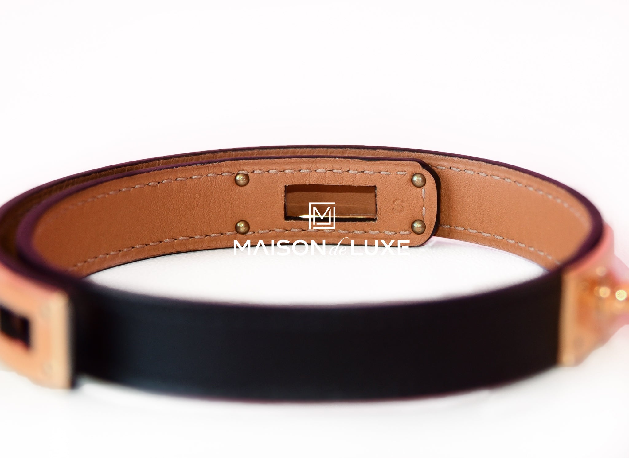 Exclusive Double Tour wrist bracelet in Brown Barenia / Luxury Hermes  French calf leather