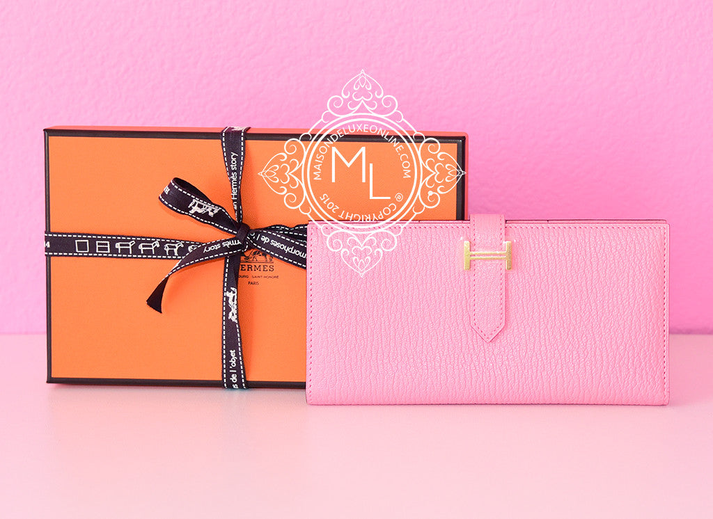 Hermes Rose Confetti Chevre Bearn Long Wallet - New - MAISON de LUXE - 1