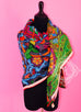 Hermes Cashmere 140 GM L'Arbre du Vent Fuchsia Vert Blue Shawl - New - MAISON de LUXE - 9