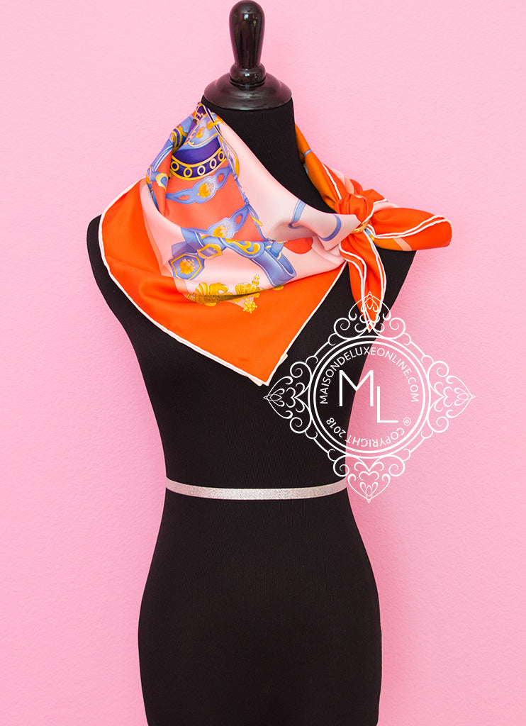 HERMES Silk Cordages Twilly Scarf Orange 1187245