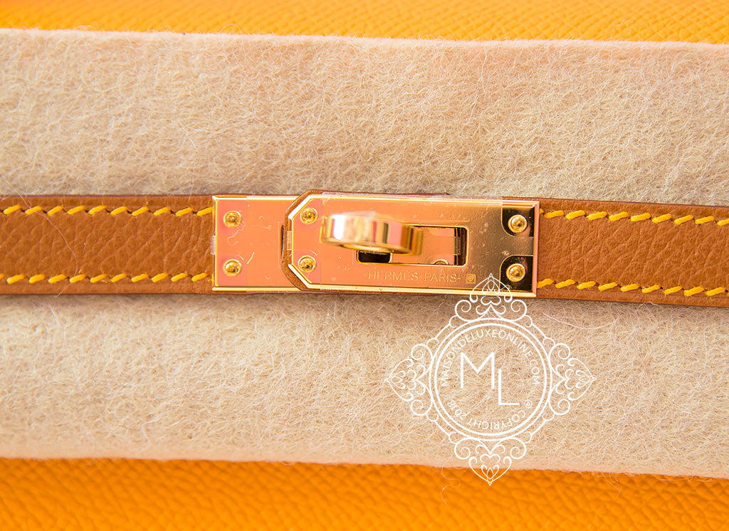 Hermès Kelly 25cm Sellier Veau Epsom 9D Jaune Ambre/Craie 10 Gold Hard –  SukiLux