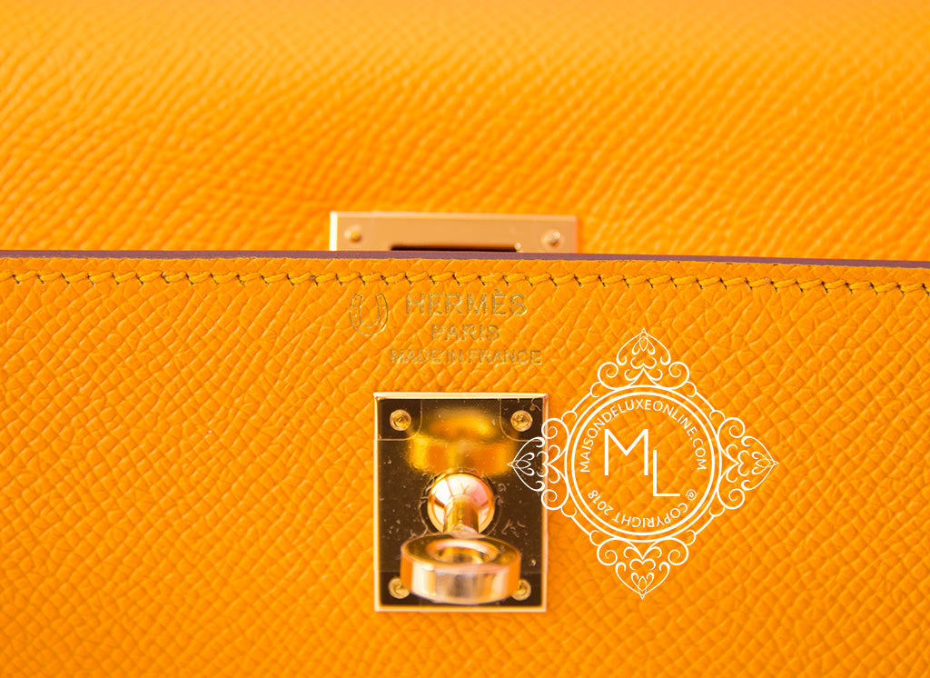 Hermes Kelly 25 Handbag 9V Jaune D'Or And Z6 Malachite Epsom GHW