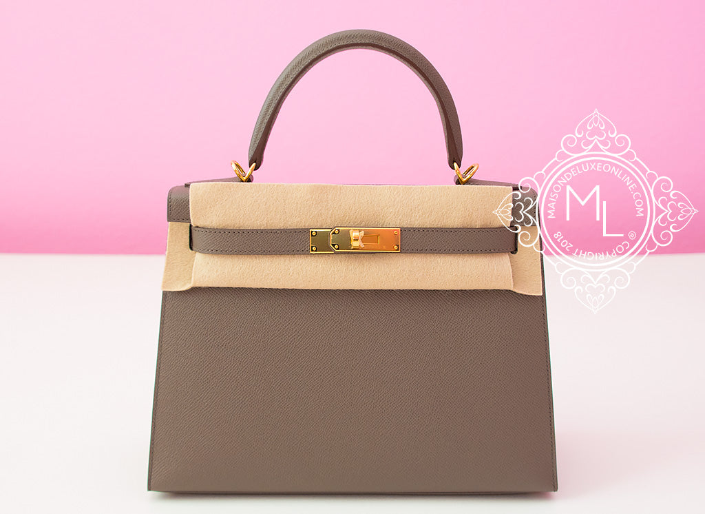 Hermès Kelly 28 Gris Etain Sellier Epsom Gold Hardware GHW — The