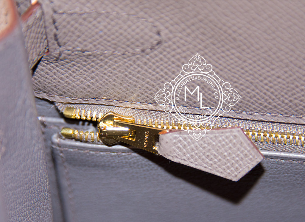 Hermes Kelly Sellier 28 Etain Epsom Gold Hardware Grey Madison Avenue Couture