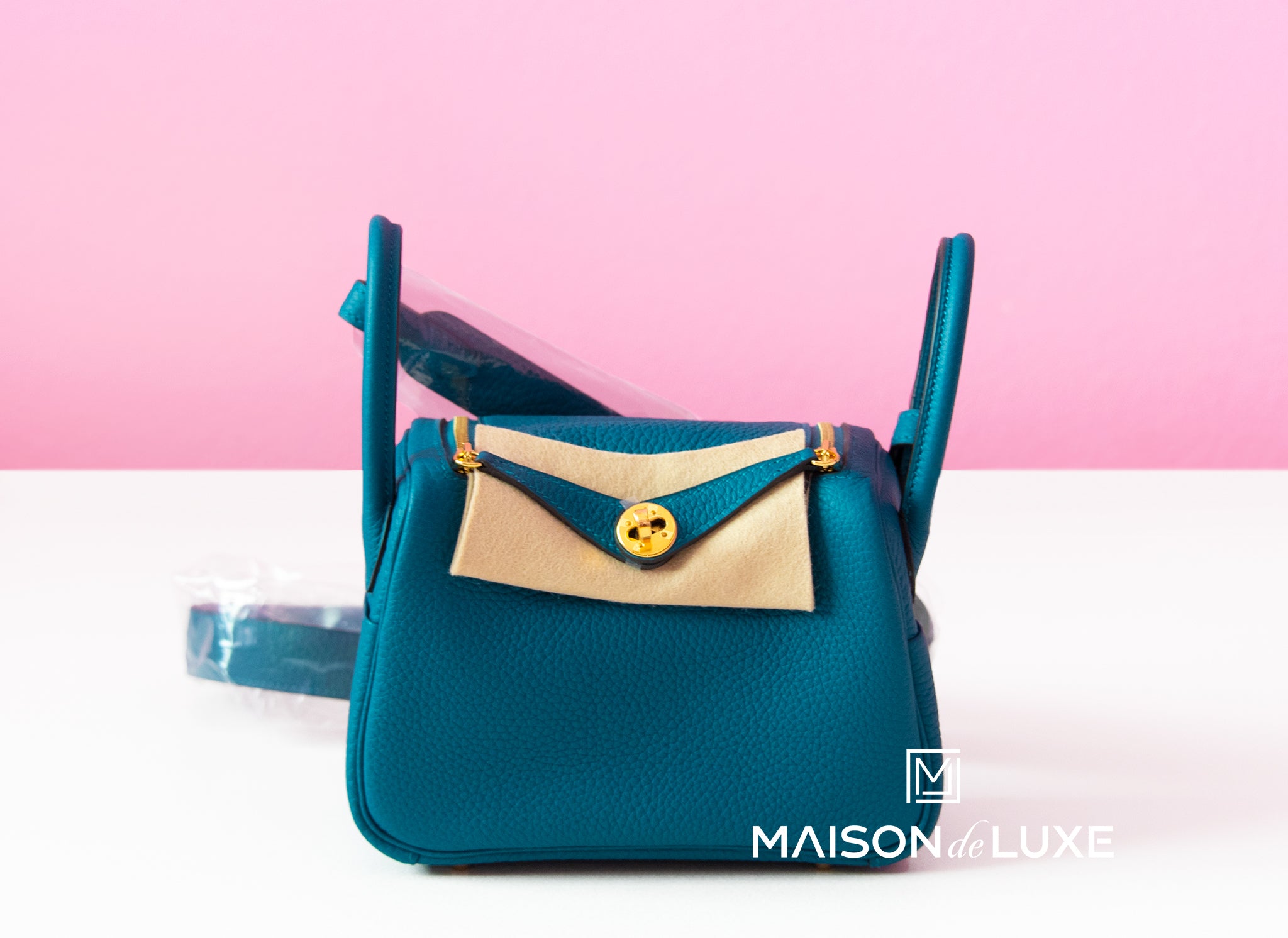 Hermes Vert Bosphore W0 Blue Green Clemence Mini Lindy Handbag Bag – MAISON  de LUXE