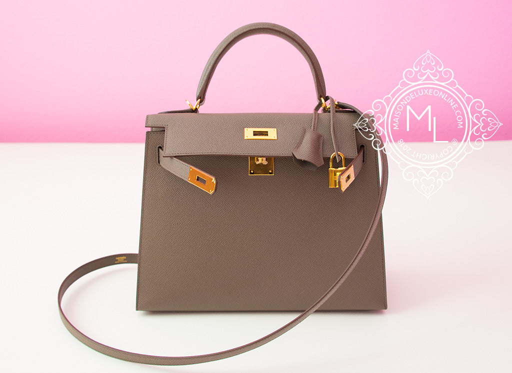 Hermès Kelly 28 Gris Etain Sellier Epsom Gold Hardware GHW — The