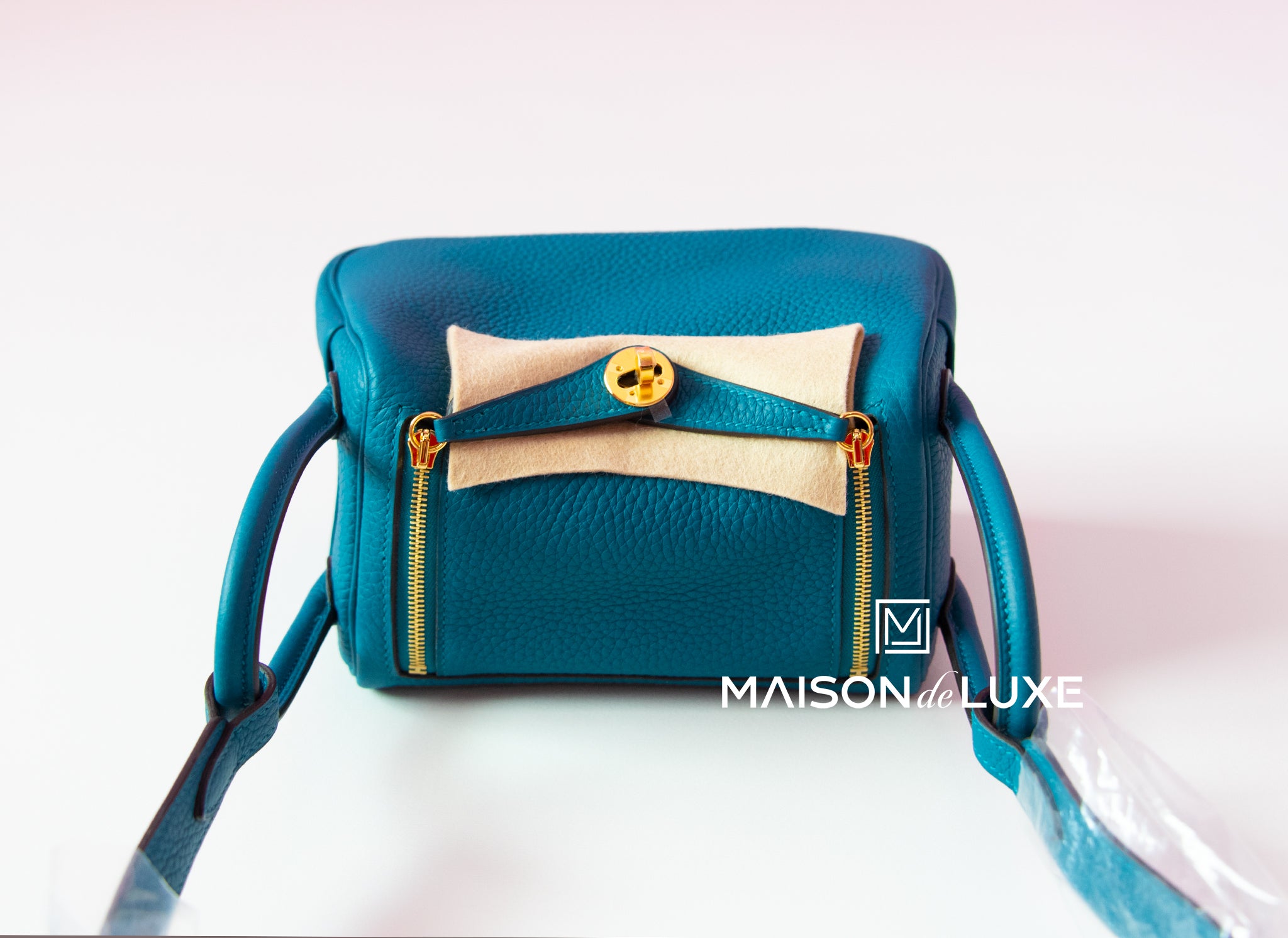 Hermès Mini Lindy 20 Clemence Vert Bosphore GHW Turquoise Leather  ref.205726 - Joli Closet