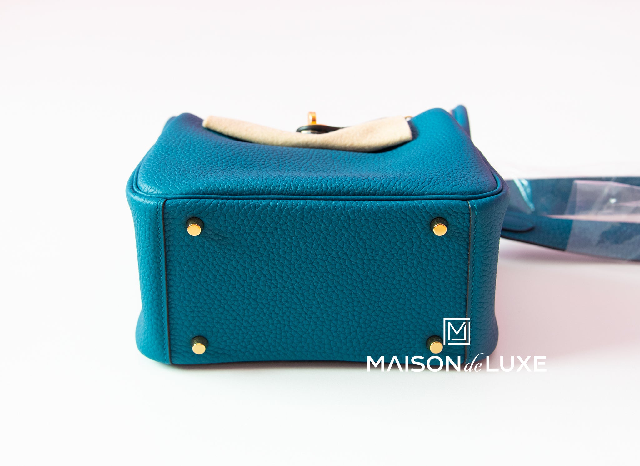 Hermes Vert Bosphore W0 Blue Green Clemence Mini Lindy Handbag Bag – MAISON  de LUXE