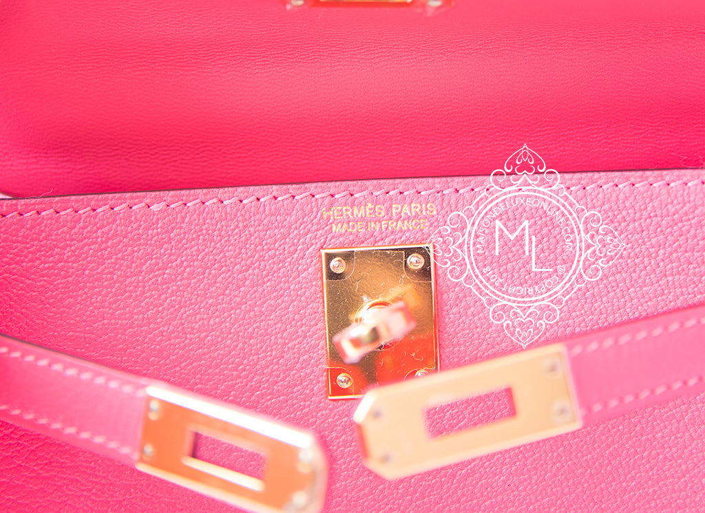 A ROUGE DE COEUR CHÈVRE LEATHER MINI KELLY II WITH GOLD HARDWARE