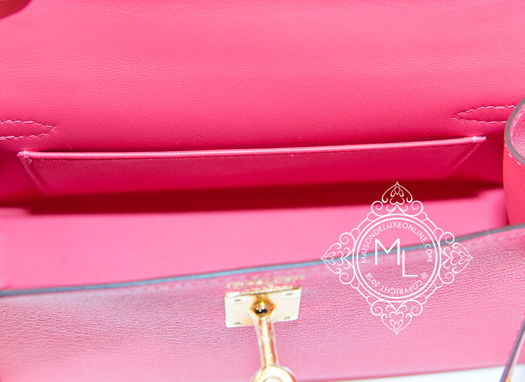 Hermès Kelly 20 Mini Sellier in pink Chèvre leather – Fancy Lux