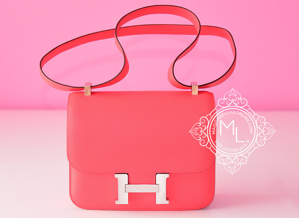 Hermes Rose Jaipur Red Constance MM 24 25 Bag Handbag Birkin Kelly – MAISON  de LUXE
