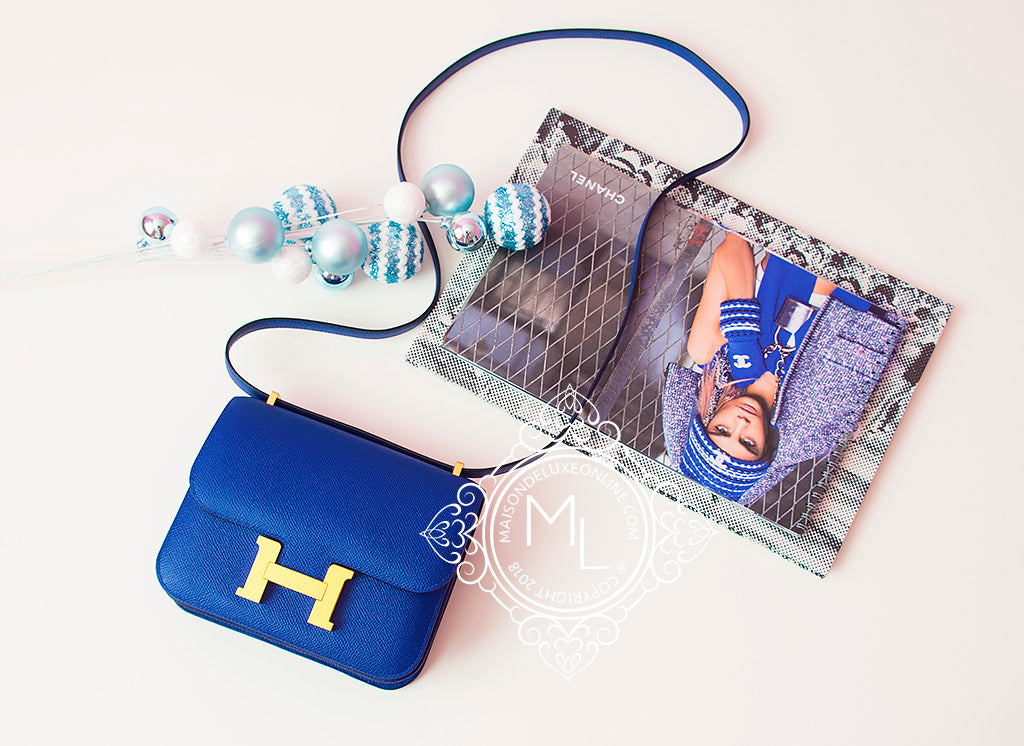 Hermes Constance 18 Special Edition Mykonos Blue Thalassa Crinoline