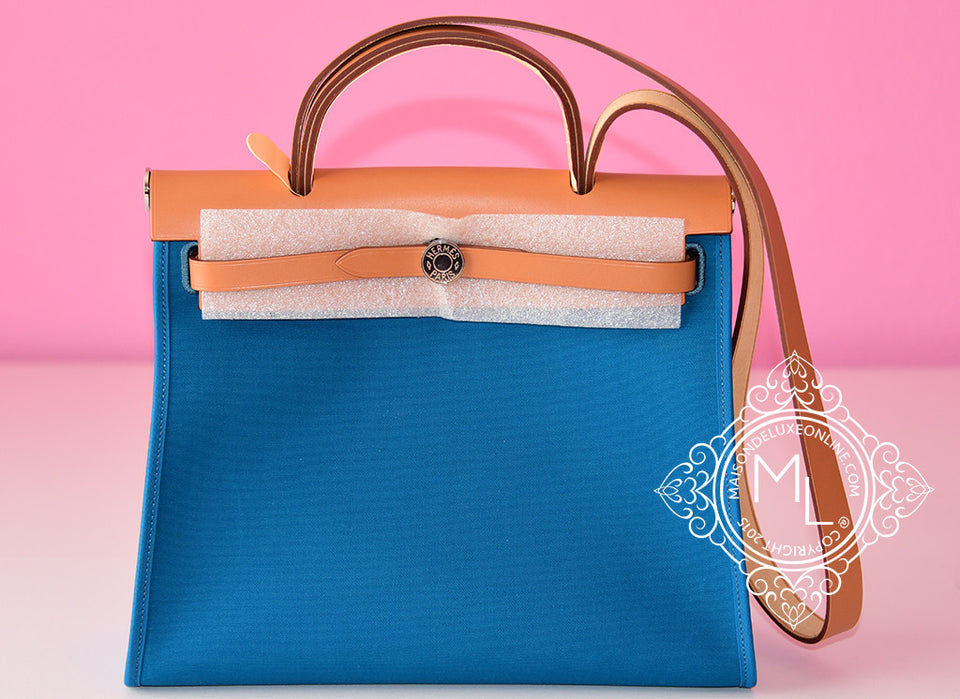 Hermes Blue Izmir Canvas Zip Herbag 31 Pm Handbag - New - MAISON de LUXE - 1