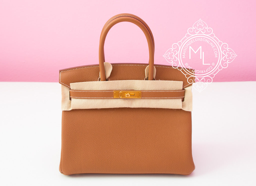 Hermes Gold Tan Togo GHW Birkin 30 Handbag - MAISON de LUXE