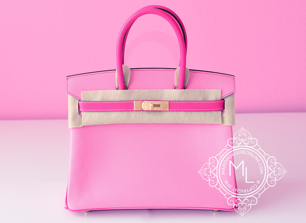 Hermes Birkin 30 Special Order Pink Rose Azalee Craie Beige White Gold –  Lux Addicts