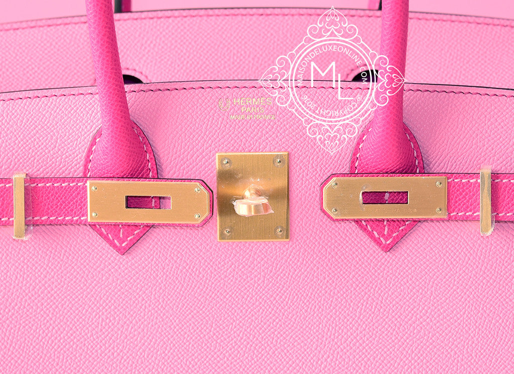 Hermes 5P Pink Rose Tyrien Epsom Birkin 30 Handbag - MAISON de LUXE