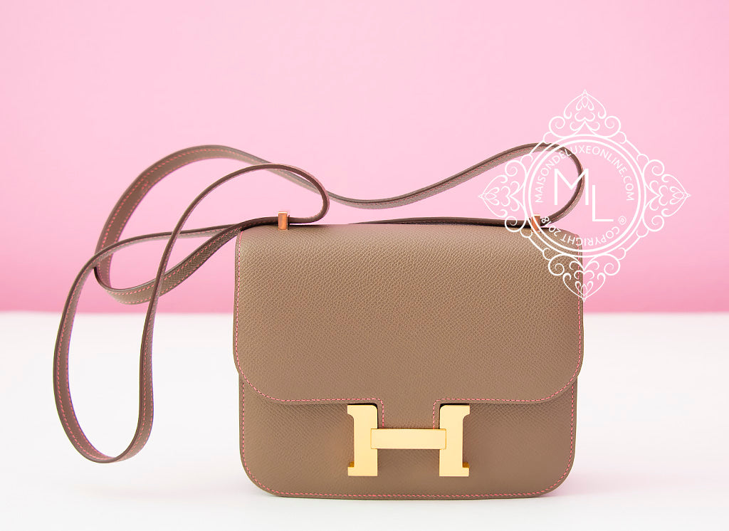 Hermès Constance 18 Mini Shoulder Bag Biscuit Swift Beige Leather