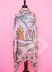 Hermes "The Savana Dance" Gray Cashmere 140 GM Shawl Scarf