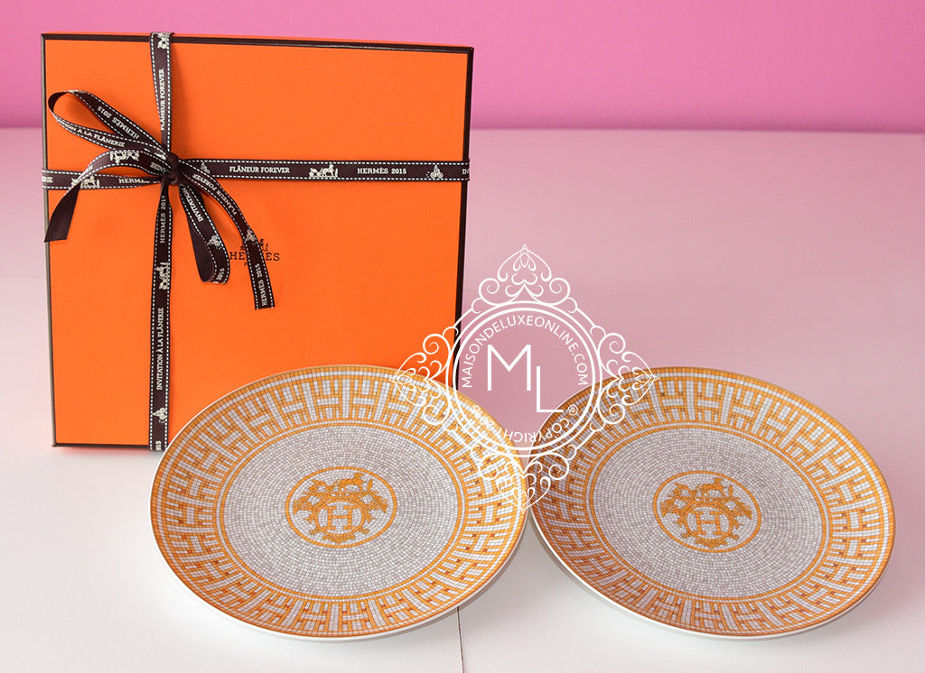 Hermes Classic Mosaique Au 24 Gold Desert Plate Tray - New - MAISON de LUXE - 1