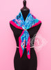 Hermes Rose Pink Blue Twill Silk 90 cm Flamingo Party Scarf