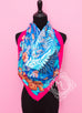 Hermes Rose Pink Blue Twill Silk 90 cm Flamingo Party Scarf