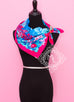 Hermes Rose Pink Blue Twill Silk 90 cm Flamingo Party Scarf