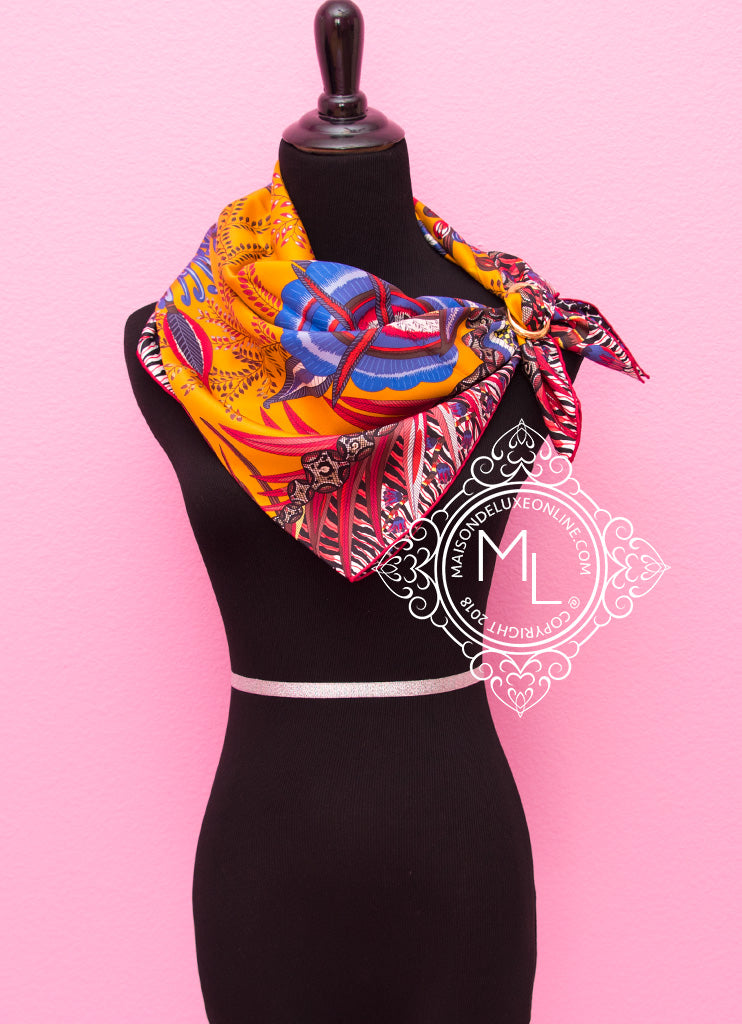 Hermes Orange Twill Silk 90 cm 36