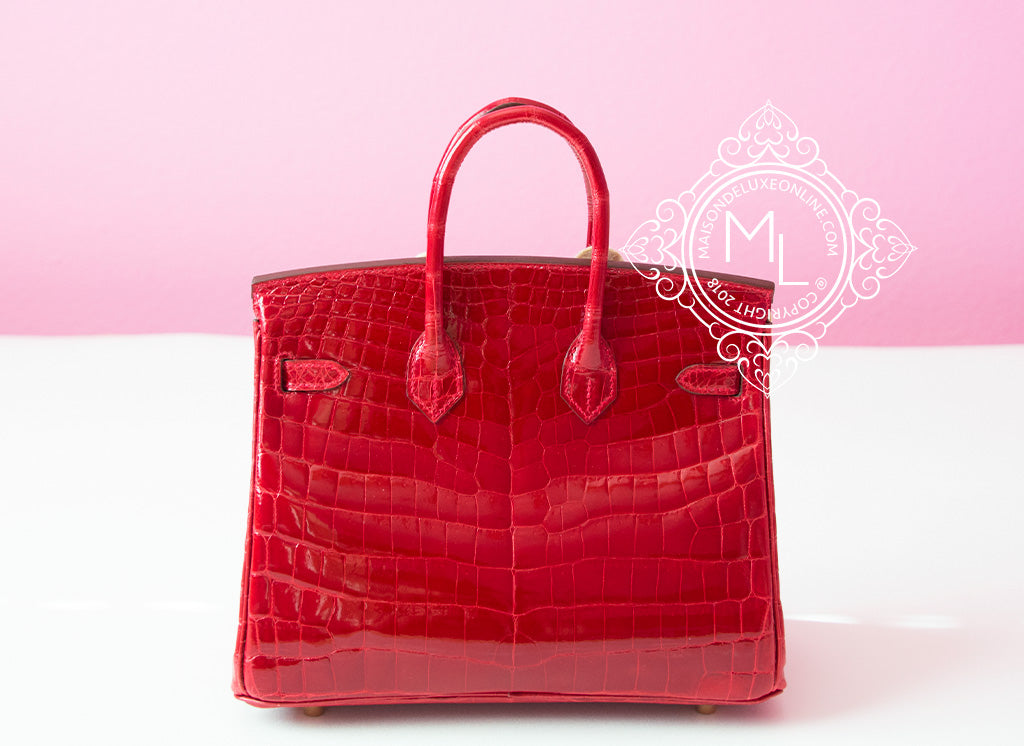 Hermes Braise Red Crocodile Birkin 25 Handbag - MAISON de LUXE