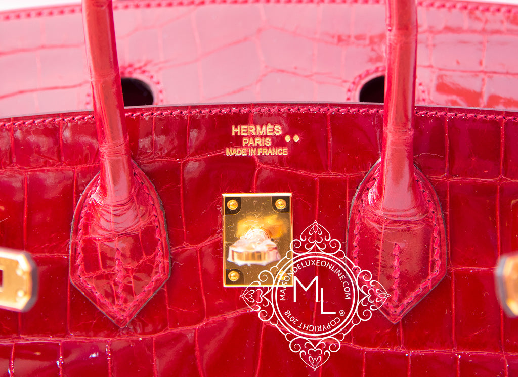 HERMÈS, A CHERRY RED CROCODILE BIRKIN BAG