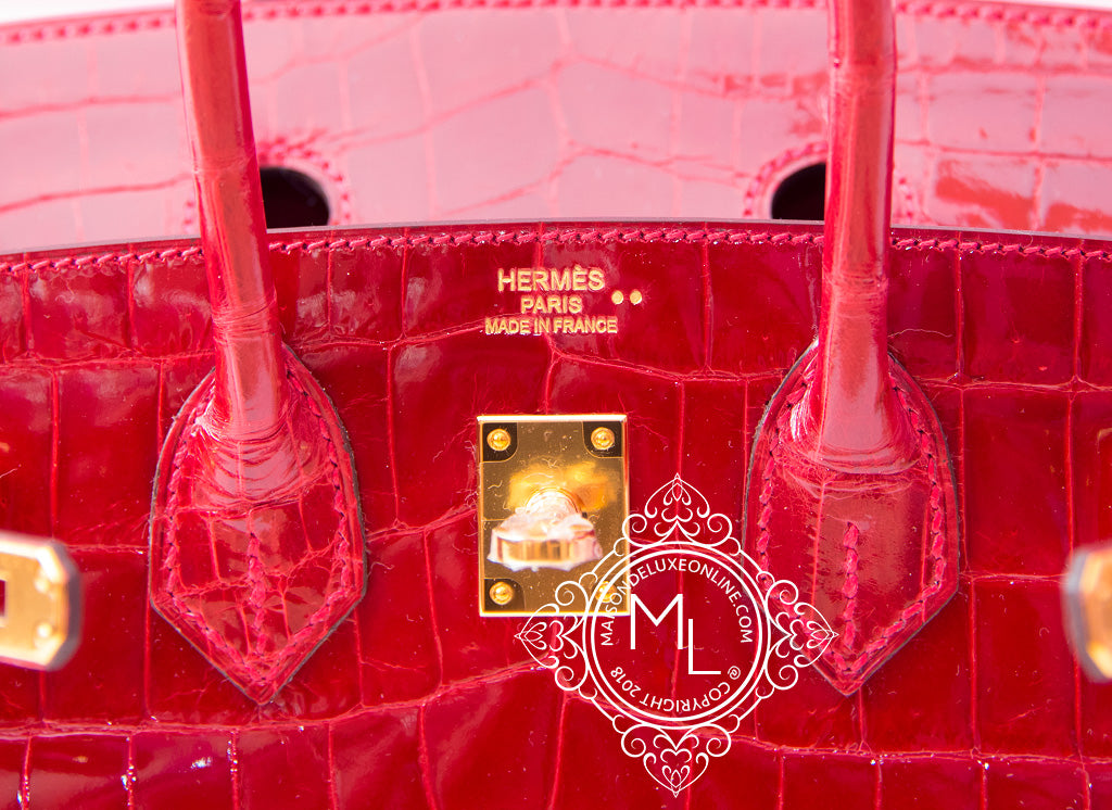 Hermes Braise Red Ferrari Crocodile Birkin 25 Handbag Kelly Bag – MAISON de  LUXE