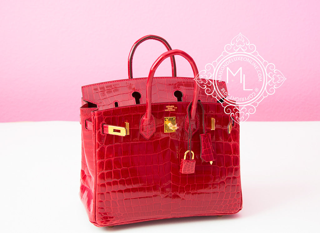 Red crocodile kelly bag Clearance
