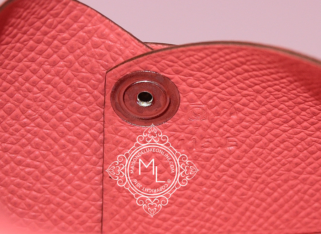 Hermes Rose Azalee Pink Epsom Calvi Card Case Holder - MAISON de LUXE