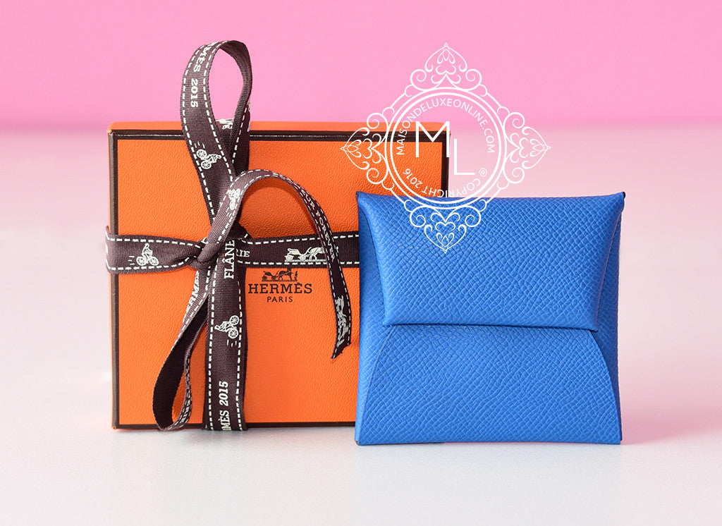 Hermes Blue Mykonos Epsom Bastia Change Purse - New - MAISON de LUXE - 1