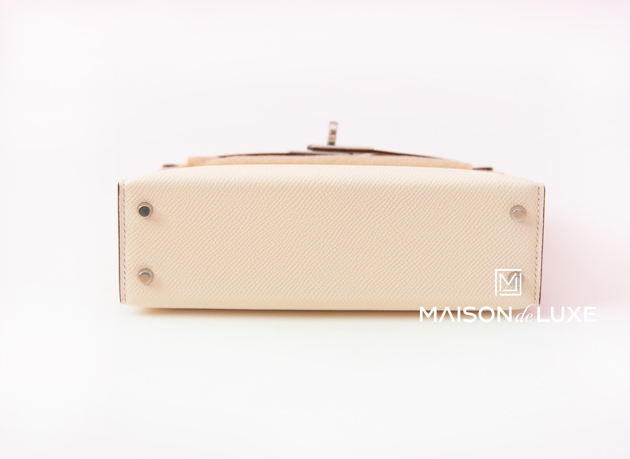 Hermes Nata White Epsom Mini Kelly II 20 cm Bag Pochette Clutch