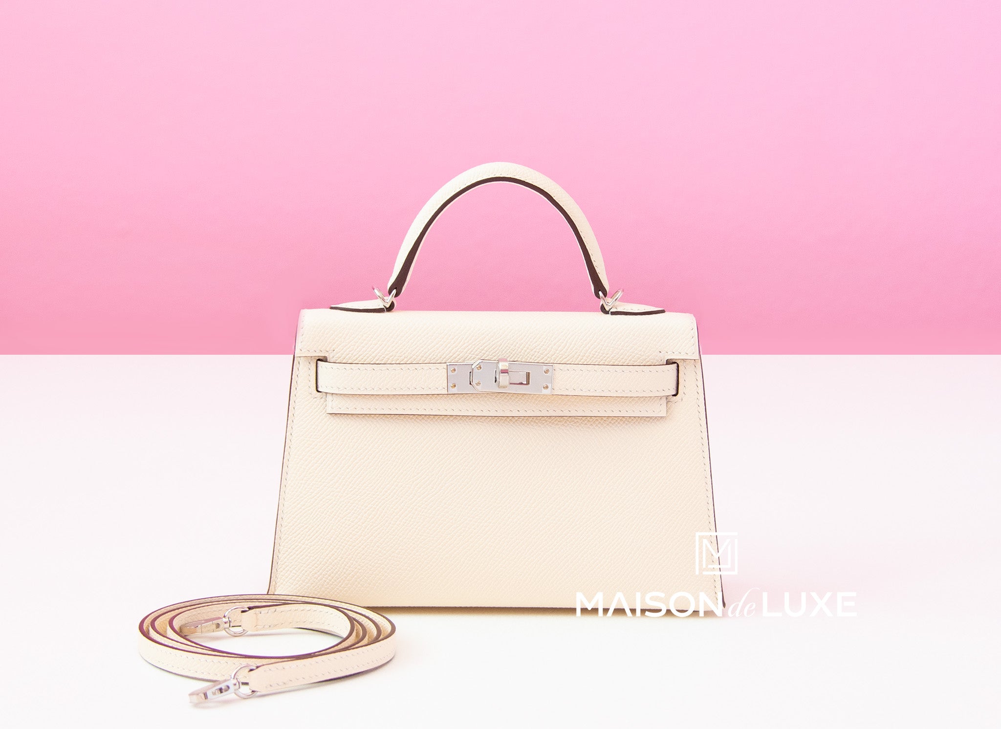 Hermes Mini Kelly II 20 Nata Chai Gris Meyer Tri Color Epsom Palladium  Hardware