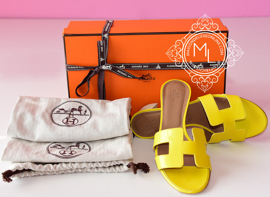 Hermes Womens Jaune Citron Yellow Oasis Sandal Slipper 36.5 Shoes - New - MAISON de LUXE - 1