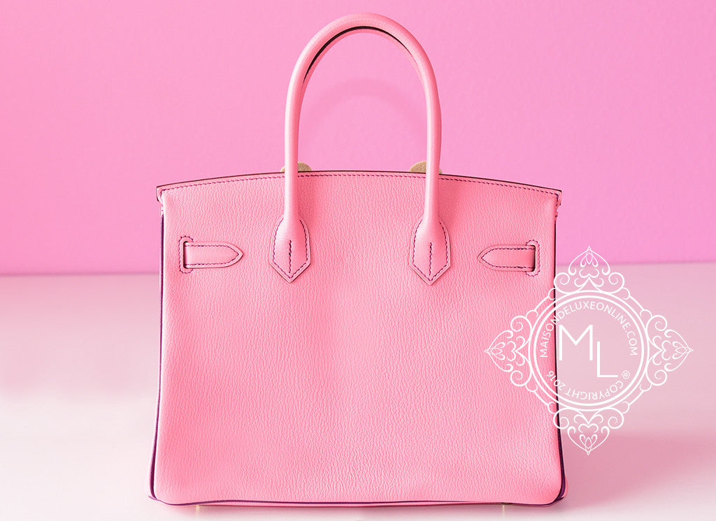 Hermes Birkin 30 Handbag Bicolored p5 Pink Chevre Myzore PHW